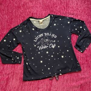 Lucky Brand Sleep Top Navy Blue Winter Club Size Small